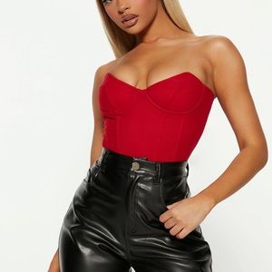 Fashion nova red mesh corset top